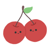 Hand-drawn Cute Cherry, Cute fruit character design in doodle style png