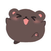 Hand-drawn Cute Dark Brown Bear feel happy in doodle style png