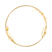 elegant Gold Blumen- Rand mit Hand gezeichnet Blätter und Blume zum Hintergrund, Hochzeit Einladung, danken Sie Karte, Logo, Gruß Karte png