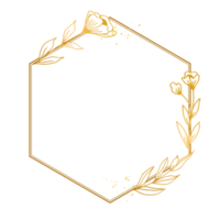 elegant guld blommig gräns med hand dragen löv och blomma för bakgrund, bröllop inbjudan, tacka du kort, logotyp, hälsning kort png