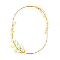 elegant guld blommig gräns med hand dragen löv och blomma för bakgrund, bröllop inbjudan, tacka du kort, logotyp, hälsning kort png