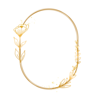 elegant guld blommig gräns med hand dragen löv och blomma för bakgrund, bröllop inbjudan, tacka du kort, logotyp, hälsning kort png