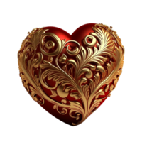 Valentines Day Greeting With Red And Golden Heart png