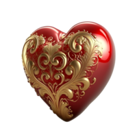valentines dag hälsning med röd och gyllene hjärta png