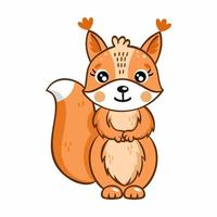 Cute squirrel on white background. Vector illustration in cartoon style. Drawing for children. Decor of poster or postcard.