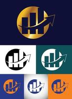 Multiple color variation finance and accounting logo design vector template