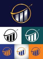 Multiple color variation finance and accounting logo design vector template