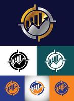 Multiple color variation finance and accounting logo design vector template