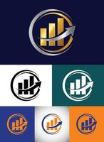 Multiple color variation finance and accounting logo design vector template