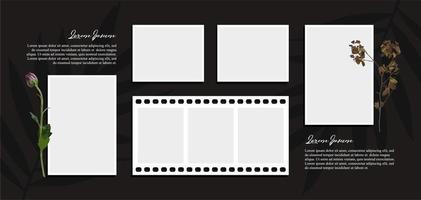 collage de marcos de fotos o fotos. diseño de cuadrícula de página de cómics marcos de fotos abstractos y plantilla de pared de fotos digitales vector