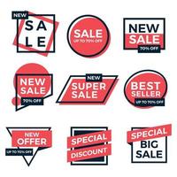 Collection of sale label discount tag vector