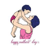 contento madres día celebracion saludo tarjeta antecedentes mamá y niño amor vector