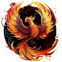 mystisk mytisk karaktär fågel Fenix, fågel Fenix fågel på en transparent bakgrund, fågel Fenix logotyp, generativ ai, png