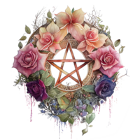 Watercolor Pentagram gouache elements, Halloween, Mysticism. Witchcraft attributes. Painting, , . png