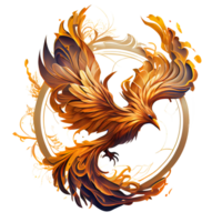 mystisk mytisk karaktär fågel Fenix, fågel Fenix fågel på en transparent bakgrund, fågel Fenix logotyp, generativ ai, png