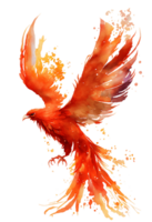 Aquarell Gemälde von ein Phönix Vogel auf ein transparent Hintergrund, png, generativ ai png