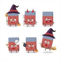 Halloween expression emoticons with cartoon character of eraser vector