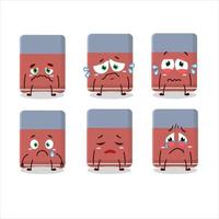 Eraser cartoon in character with sad expression vector