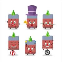 Cartoon character of eraser with various circus shows vector