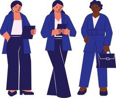 Set of women in casual clothes. Vector illustration in a flat style
