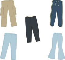 Trousers set. Vector illustration isolated on white background. Flat style.