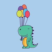 Dino play baloons vector