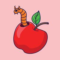 oruga comer manzana vector