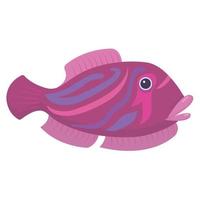 Silhouette of a pink aquarium fish. Flat cartoon icon for your design. Vector illustration isolated on white background.