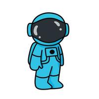 cute astronaut standing alone vector