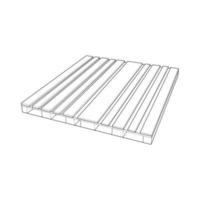 Wooden pallet vector illustration on white background . Isolated isometric outline wood container. Isometric vector outline wooden pallet.