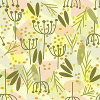 Vector seamless floral pattern. Herbs and leaves. Simple elegant print.