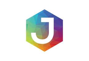 Colourful Low Poly and initial J letter logo design, Vector illustration