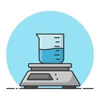 Analytical Scales and Beaker. Laboratory Chemistry Science. Filled Icon Vector Design