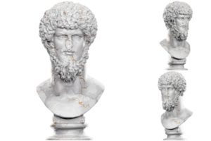 Colossal portrait of Lucius Verus 3D render, perfect for historical projects and museum promotions png