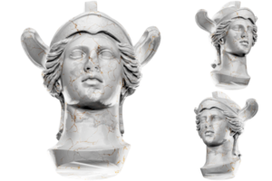 Majestic head of Athena Parthenos statue in stunning 3D render png