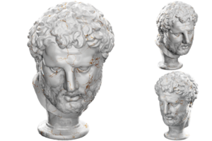 Apoxyomenos Head Statue in 3D Render, Perfect for Home Decor, Website and Social Media Promotion png