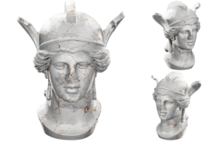 Marble and Gold Statue of Diskoforos, Perfect for Decor or Promotion png