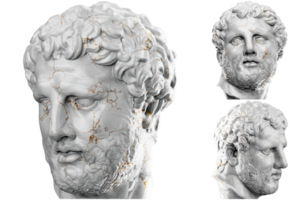 apoxyomenos huvud staty i 3d framställa, perfekt för Hem dekor, hemsida och social media befordran png