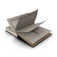 3d heilig koran of Bijbel Aan boek houder staan png