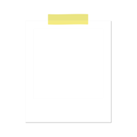 Blank square photo frame template with adhesive tape isolated png