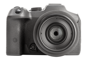 Front view of a Modern Photo camera with lens isolated png