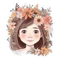 Cute girl with flowers. png