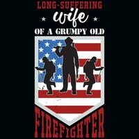 Firefighter graphics tshirt design vector