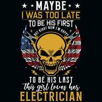 Electrician graphics tshirt design vector