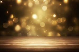 gold frame mock up stage with bokeh effect lighting background photo