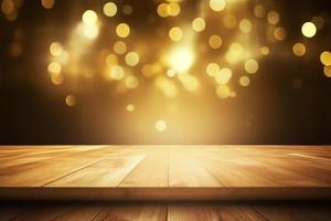 gold frame mock up stage with bokeh effect lighting background photo