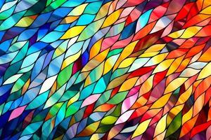 a beautiful colorful stained glass background decorative wallpaper with leaves color photo