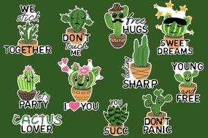 Funny cactus plants. Vector illustration