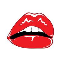 Sexy female lips with red lipstick vector