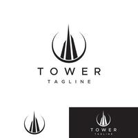 French eiffel tower building and high tower Logo template design.With editable vector illustration.